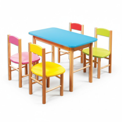 Chair set children's room seating set real solid wood 5-piece seating group table