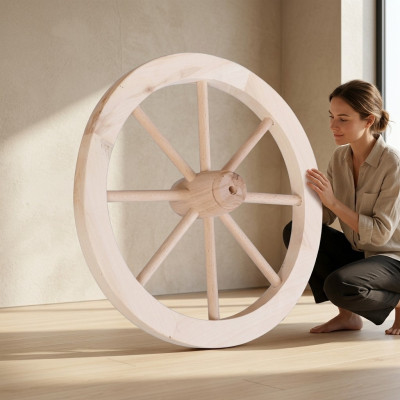 Decorative Wooden Wheel Ø 30 cm Spoked Wheel Wagon Wheel Garden Decoration Shop Decoration Solid Wood