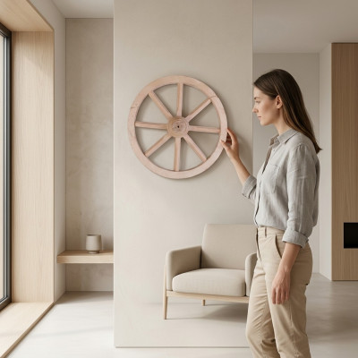 Wooden Wheel Decorative Wheel Ø 40 cm Whitewash Spoked Wheel Wall Decoration Garden Decoration Wagon Wheel