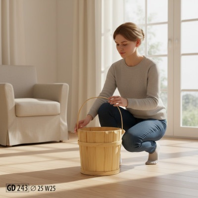 Wooden bucket water bucket sauna bucket medieval bucket pine real wood 25cm new