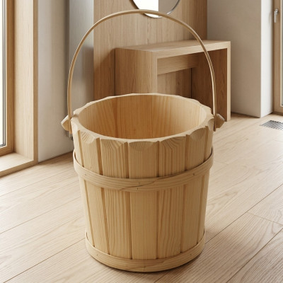 Wooden bucket water bucket sauna bucket medieval bucket pine real wood 25cm new