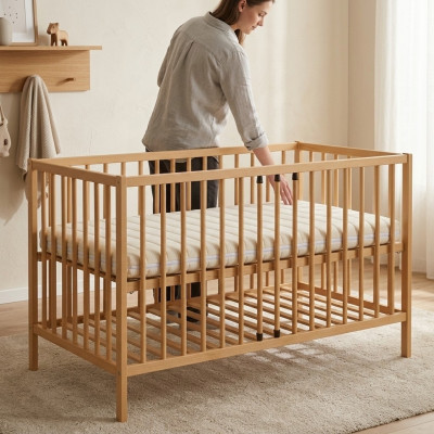 Baby crib children's bed 120x60 solid wood furniture wooden furniture handmade