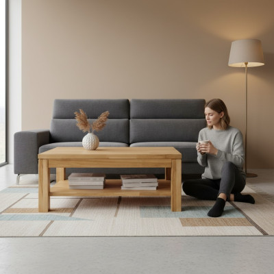 Solid wood natural coffee table massive wood furniture noble design living room table tables