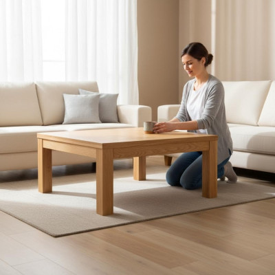 Coffee table side table real wood solid furniture oak 100x70cm new tables