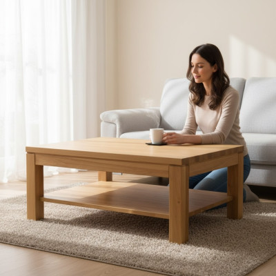 Coffee table wood tables for living and dining room 100x70 solid wood