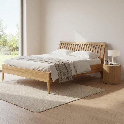 Solid wood bed double marriage beds beech bedroom furniture wood 140x200cm new