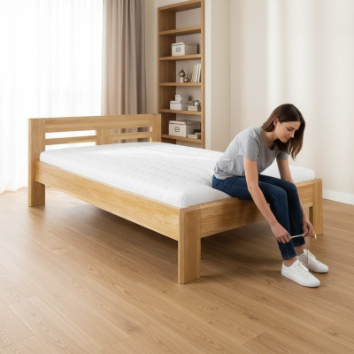 Beds Wooden Bed Real Wood Bed Hotel Design Style Massive 140x200 Bedroom