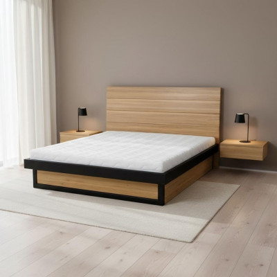 Modern bed real wood 160x200cm design beds bed frame oak style new