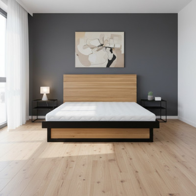 Bed double bed oak marital bed wooden bed 120x200 bed frame solid furniture beds