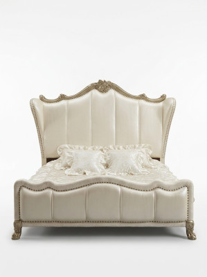 Classical Bed Baroque Rococo Chesterfield Style Double Leather Hotel Antique Beds