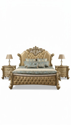 Bed Design Double Bed Luxury Classic Baroque Chesterfield 184x214cm new