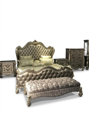 Bed 2x Nightstand 3-piece Bedroom Set Design Luxury Beds Chesterfield