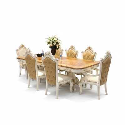Royal Dining Room Set Baroque Rococo Table with 6 Chairs