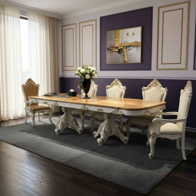 Baroque Rococo style furniture dining table tables dining room set carved