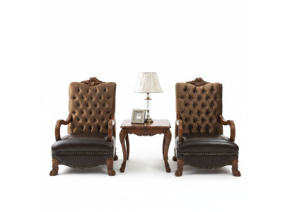 Living room set 2x armchair + side table coffee table sofa couch Chesterfield