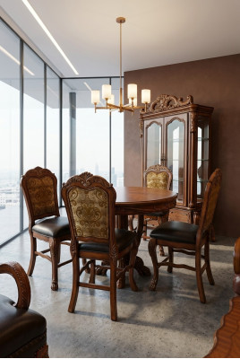 Round dining table, wood tables, round classic baroque rococo furniture new