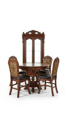 Round dining room + 4 chair set decoration ensemble round table wood tables