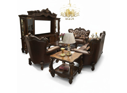 Sofa set 321 seater sofa couch leather suite upholstered set wood baroque