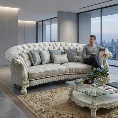 Classic four-seater living room sofa textile baroque rococo luxury couch