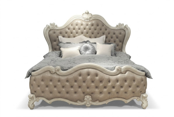 Luxury Classic Bedroom 4pcs. Bed Nightstands Wardrobe