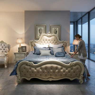 Design bed double luxury sleep room beds leather hotel 180x200cm