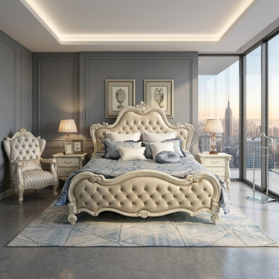 Design bed double luxury sleep room beds leather hotel 180x200cm