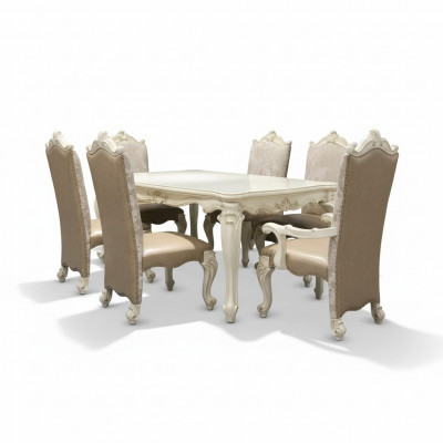 Dining Room Set Baroque-Rococo Dining Table x6 Chesterfield Leather Chairs