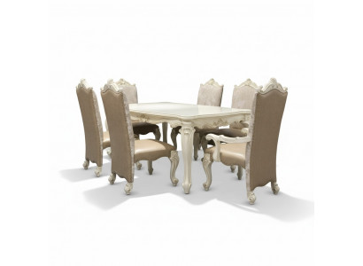 Dining Room Set Baroque-Rococo Dining Table x6 Chesterfield Leather Chairs