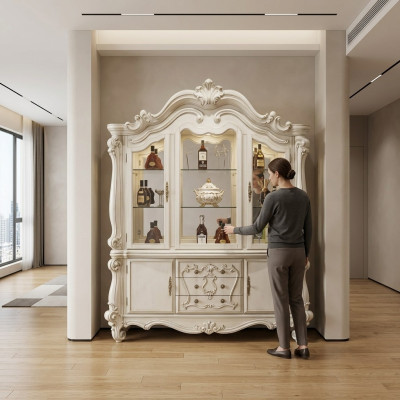 Luxury display showcase vitrines glass cabinet antique style baroque rococo