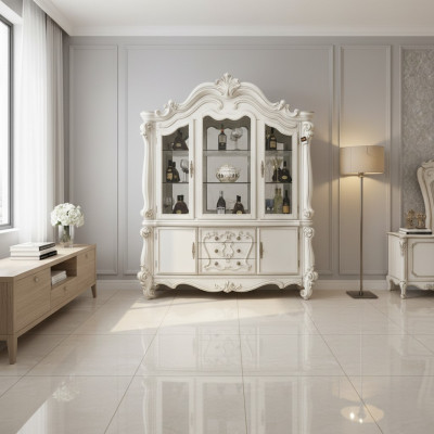 Luxury display showcase vitrines glass cabinet antique style baroque rococo