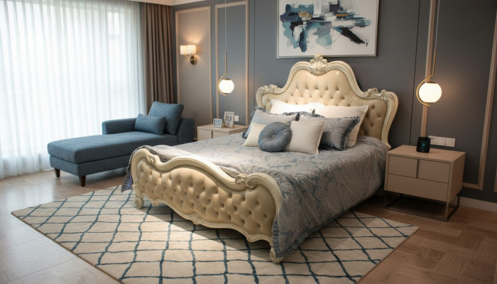 Design bed double luxury sleeping room decor beds leather hotel 180x200cm