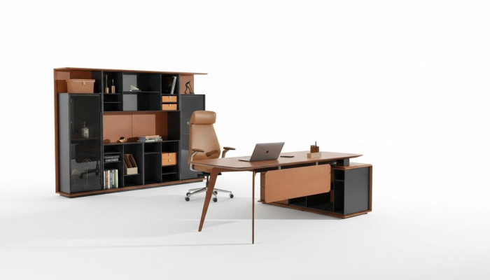 Desk set 3-piece office suite table, executive cabinet, chair, furniture
