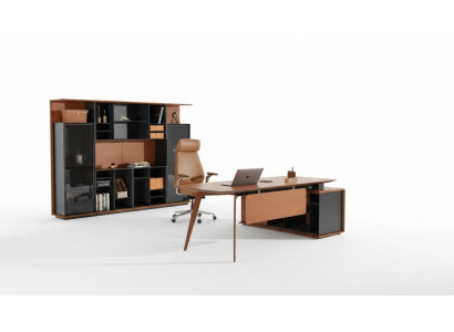 Desk set 3-piece office suite table, executive cabinet, chair, furniture