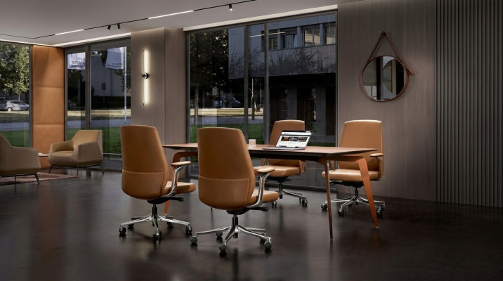Office Set 4x Conference Chairs & Conference Table Complete Set Meeting Table 5-piece.