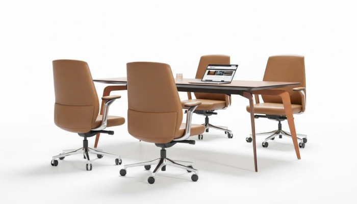 Office Set 4x Conference Chairs & Conference Table Complete Set Meeting Table 5-piece.