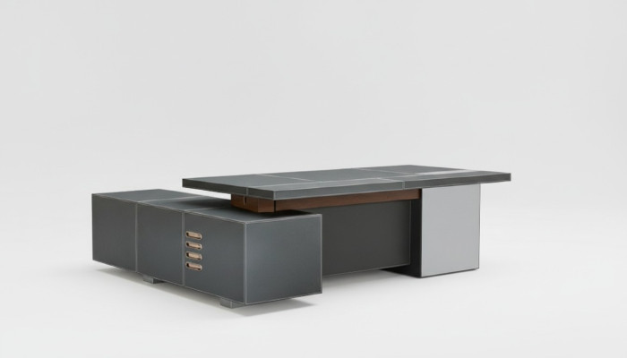 Design office furniture setup desk corner table boss leather wood