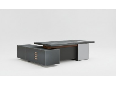 Design office furniture setup desk corner table boss leather wood
