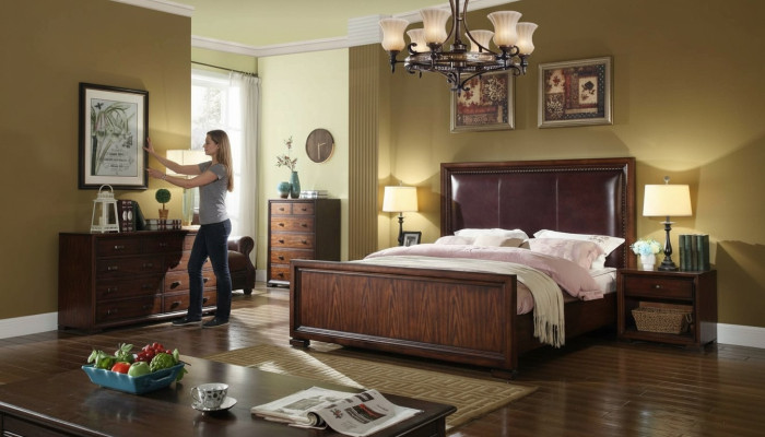 Complete bedroom set 4-piece design modern luxury bed 2x nightstand