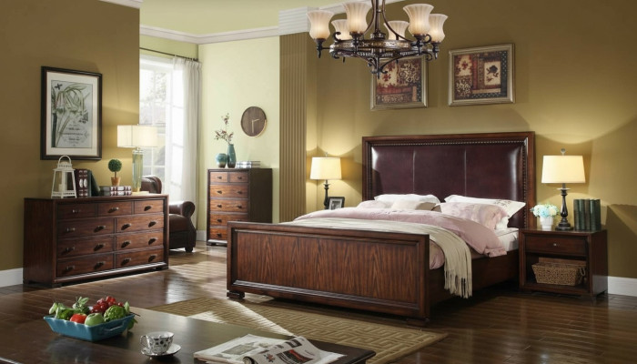 Complete bedroom set 4-piece design modern luxury bed 2x nightstand