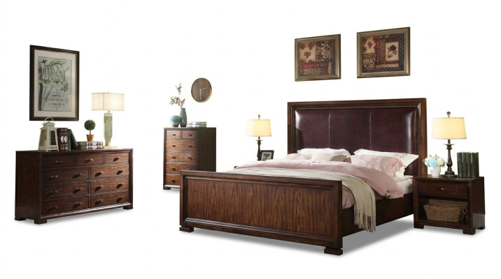 Complete bedroom set 4-piece design modern luxury bed 2x nightstand