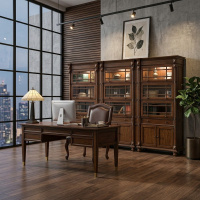 Desk set office furniture table executive chair cabinet furnishings new 5pcs.