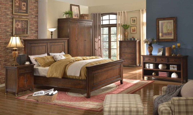 Bed Nightstand Wardrobe 7-piece Bedroom Design Luxury Set Bed Sets