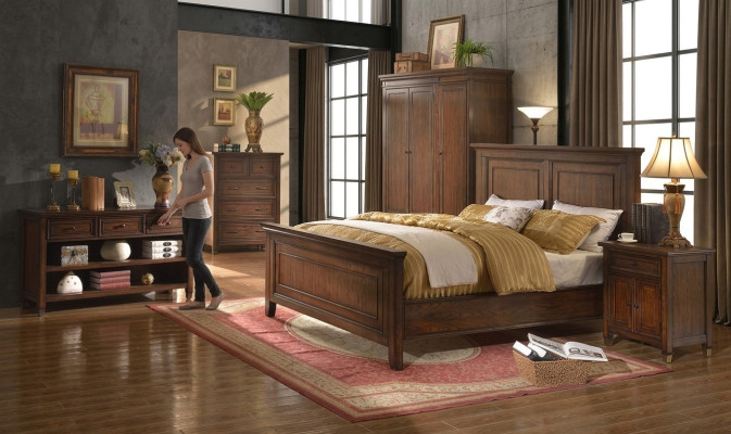 Bed + 2x Nightstands 3-piece Bedroom Set Designer Luxury Bedroom Sets