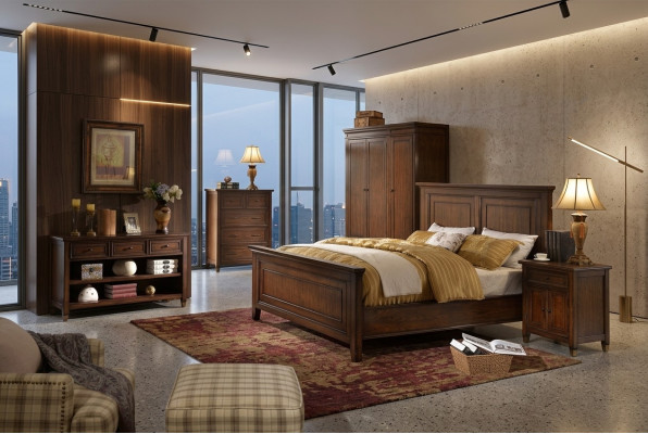 Bed design double hotel beds marriage sleeping room wood luxury bed