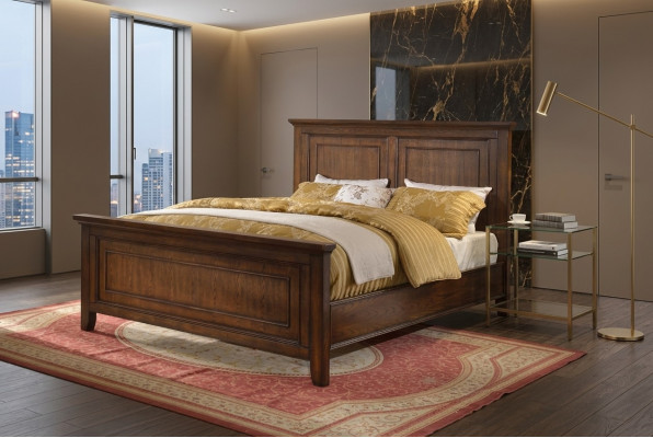Bedroom 3 pcs. Nightstand Set Design Luxury Bed Wood Double Bed New