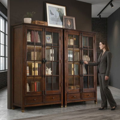 Set of 2 showcase sideboards display cabinet glass cupboard glass cabinet display cabinet wood