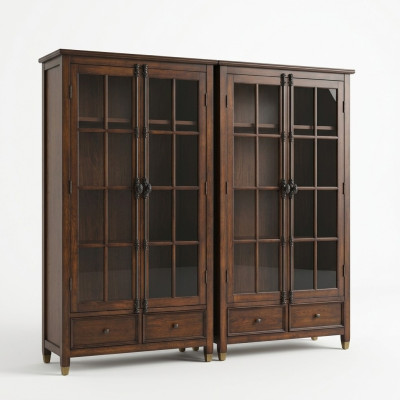Set of 2 showcase sideboards display cabinet glass cupboard glass cabinet display cabinet wood