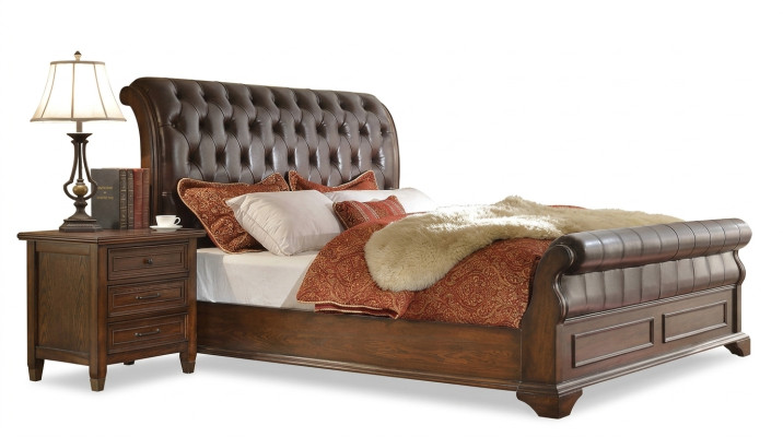 Bedroom bed bedside tables 3-piece set luxury beds wood double bed new