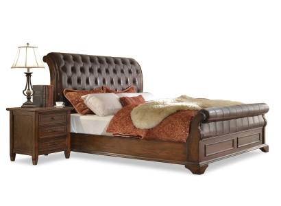 Bedroom bed bedside tables 3-piece set luxury beds wood double bed new