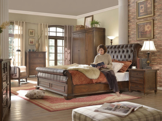 Chesterfield Bett Leather Upholstered Double Beds Designer Bed 180 x 200cm Baroque